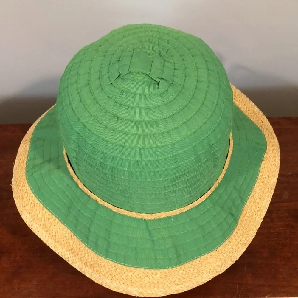 Scala Collection Green Straw Floppy Bucket Sun Hat